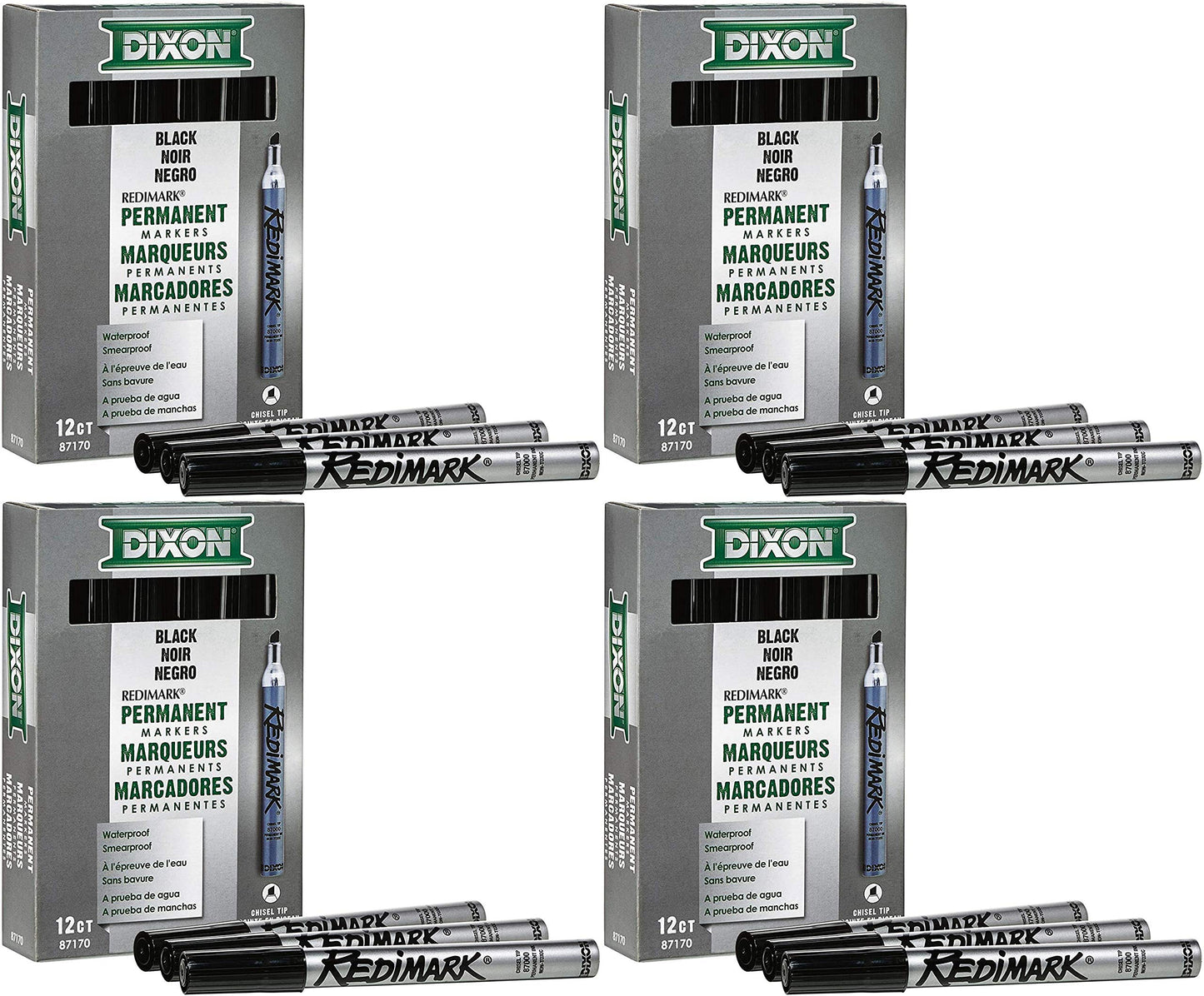 Pacon Redimark Metal-Cased Marker Broad Chisel Black Dozen