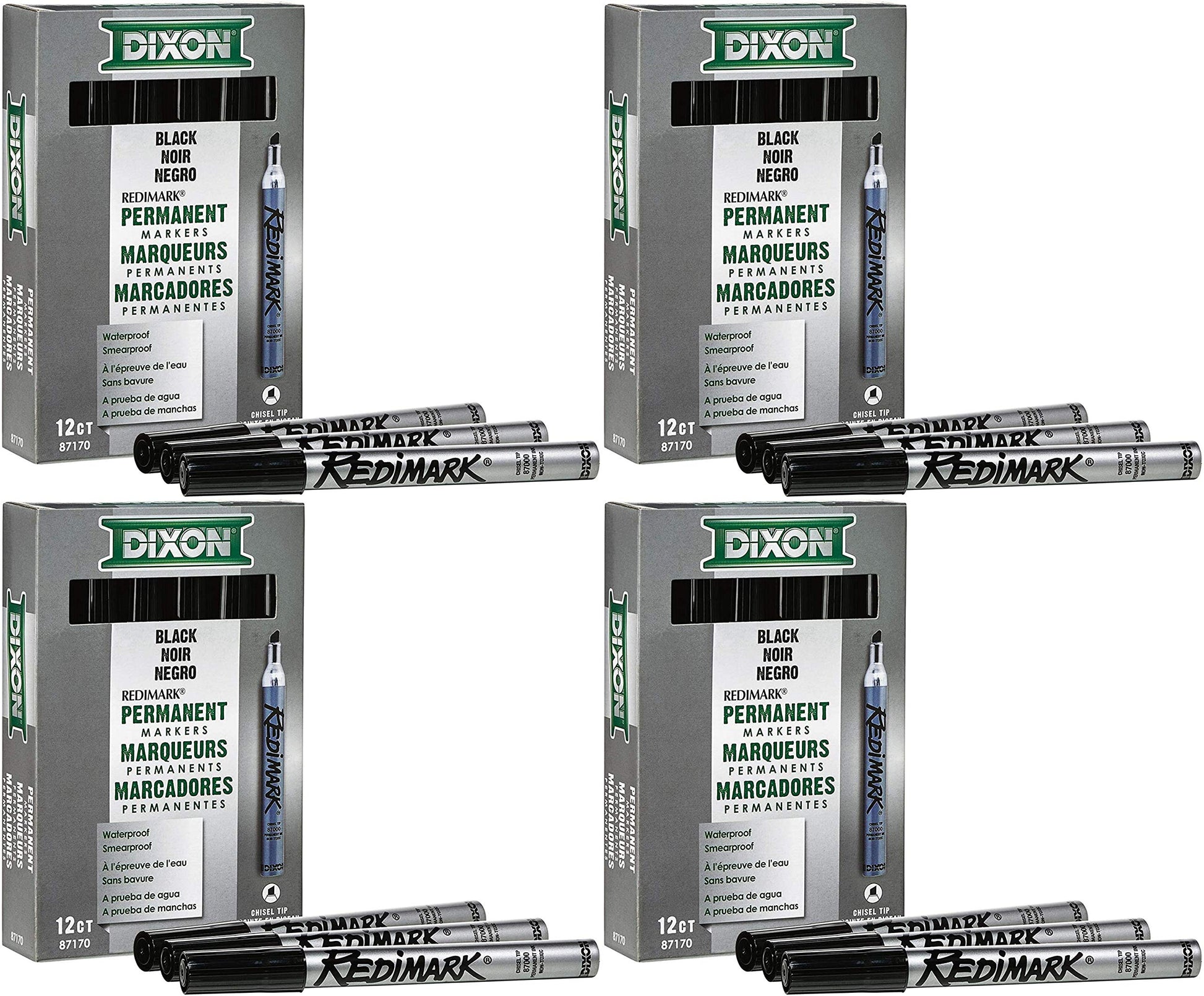 Pacon Redimark Metal-Cased Marker Broad Chisel Black Dozen
