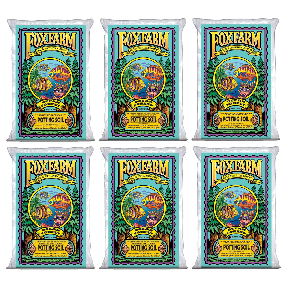 FoxFarm Ocean Forest Potting Soil 1.5cu ft Pack of 6