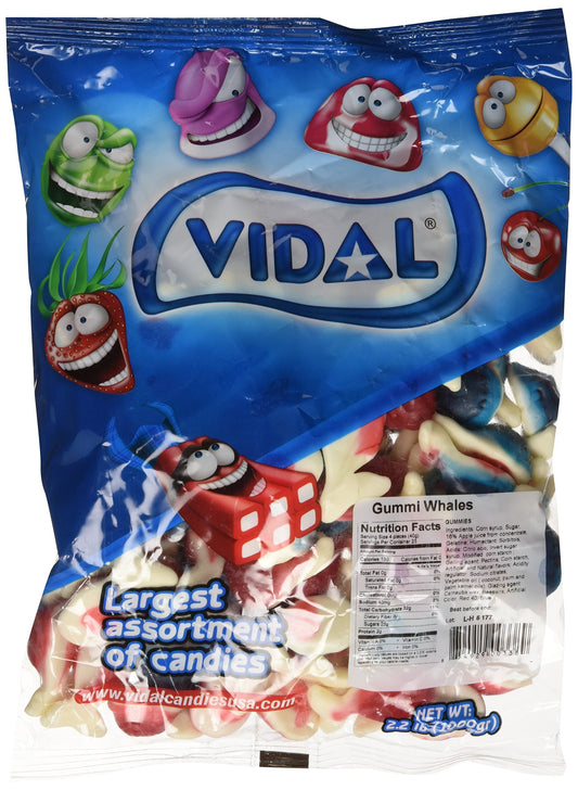 Vidal Jelly Filled Gummy Whales Candy 2.2 lb Bag