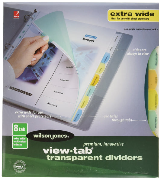 Wilson Jones View-Tab Extra Wide 8-Tab Dividers 55070
