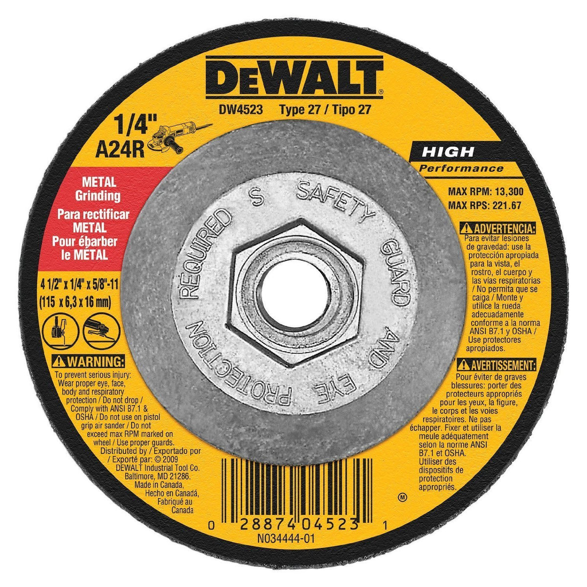 DEWALT DW4523 4-1/2" Metal Grinding Wheel 12-Pack