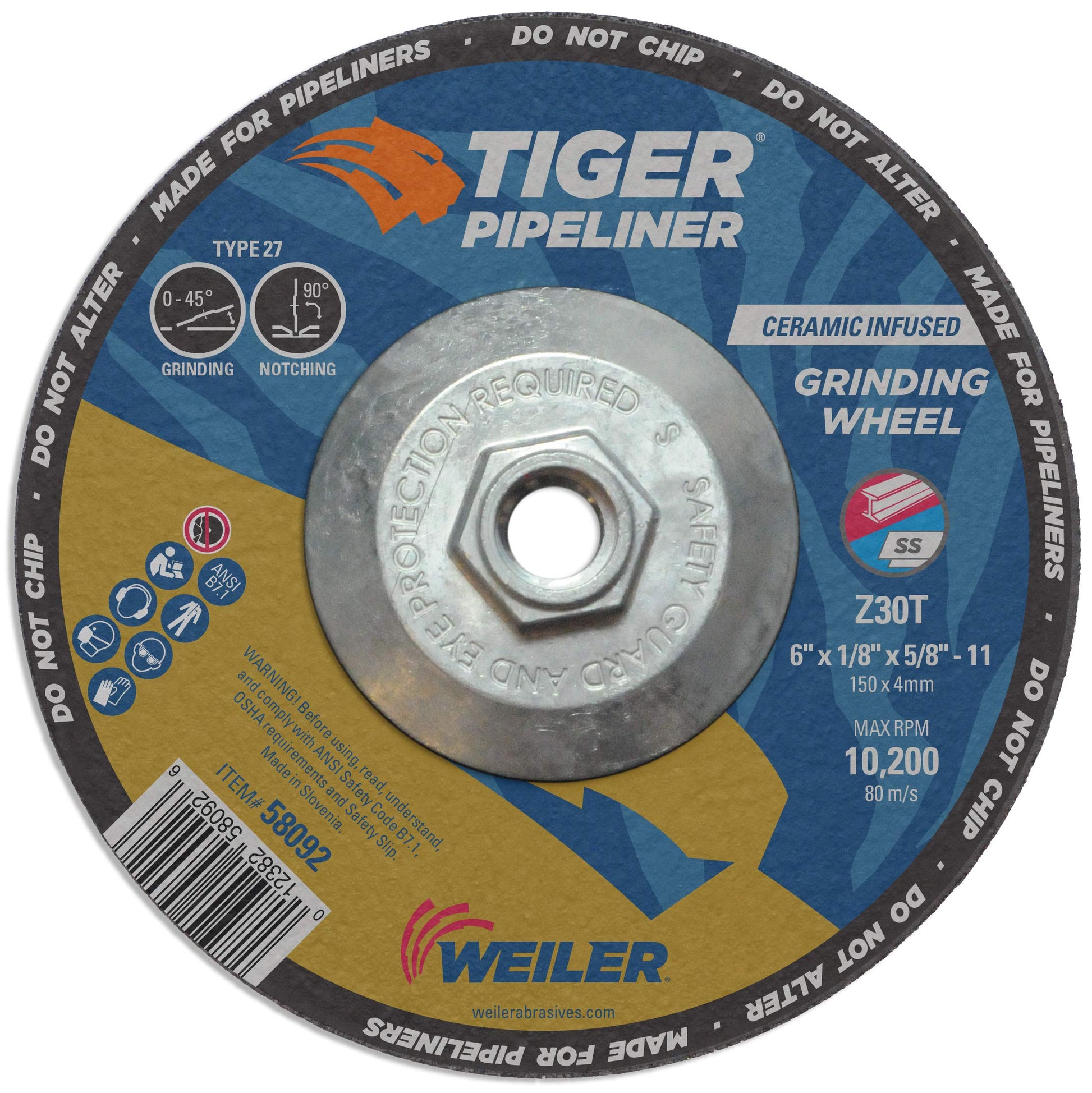 Weiler Tiger Pipeliner 6" Grinding Wheel