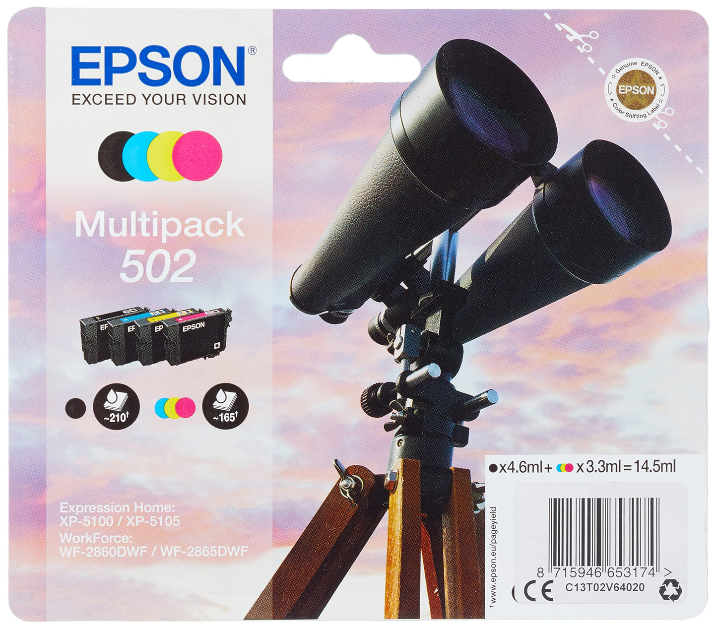 EPSON 502 Ink Multipack 4-Colour 4.6ML/3.3ML
