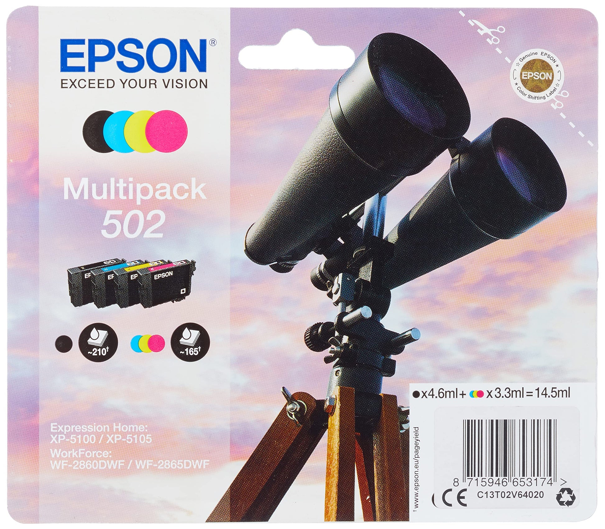 EPSON 502 Ink Multipack 4-Colour 4.6ML/3.3ML
