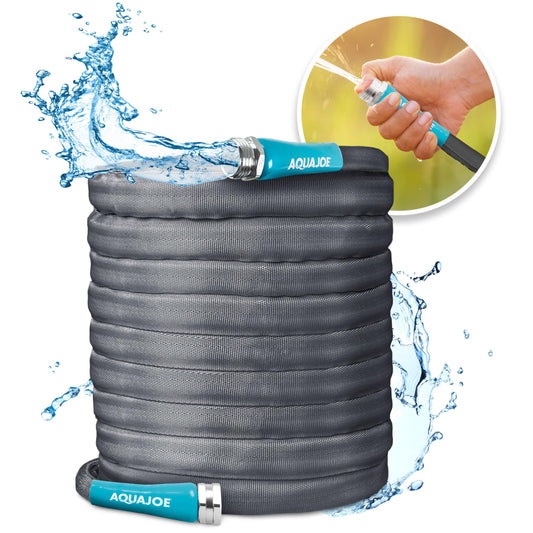 Aqua Joe AJFJH100-58-PRO FiberJacket Non-Expanding Kink-Free Garden, RV, Marine and Camper Hose, Ultra-Lightweight, Drinking Water Safe, 100-Foot x 5/8-Inch