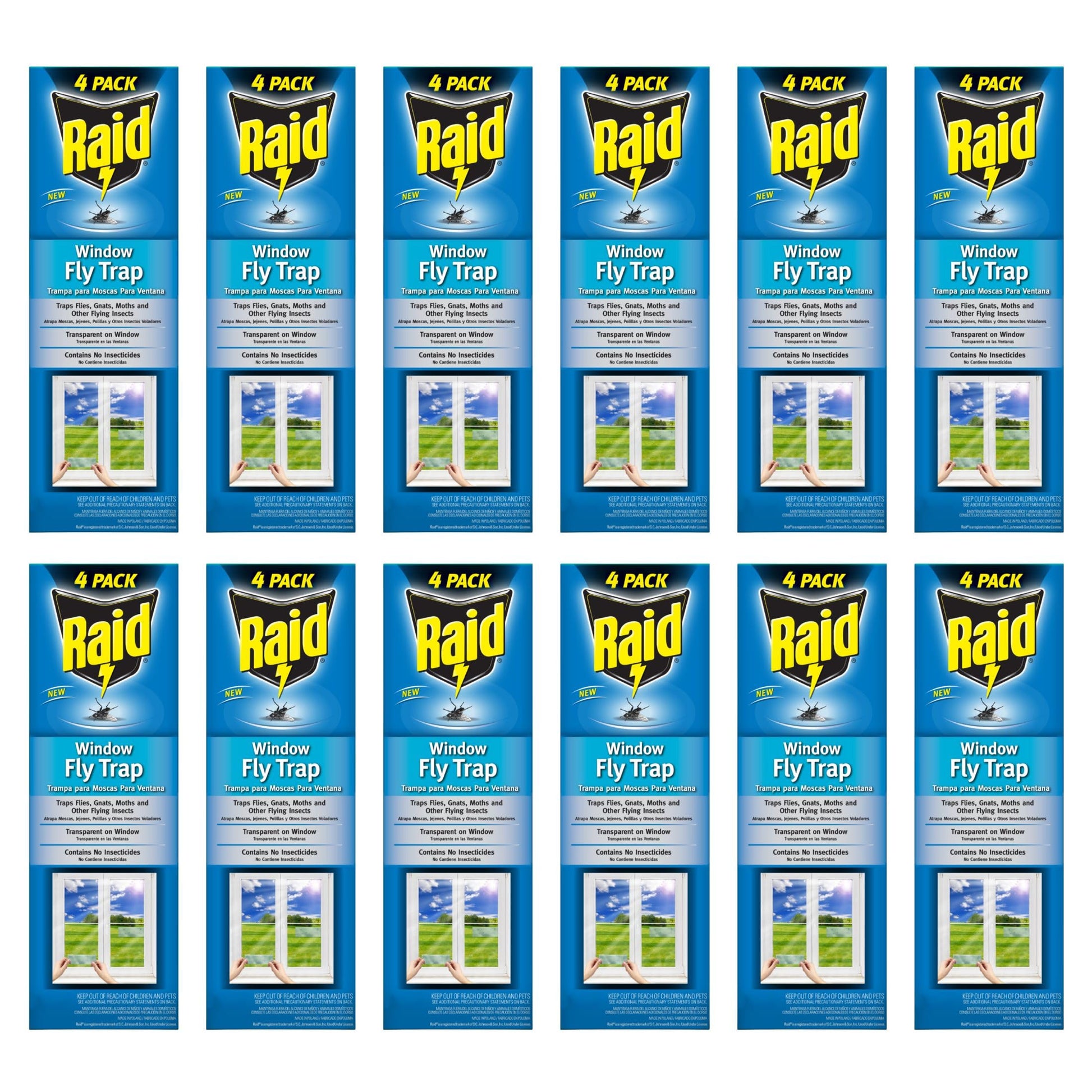 Raid Transparent Window Fly Trap, 12 Pack