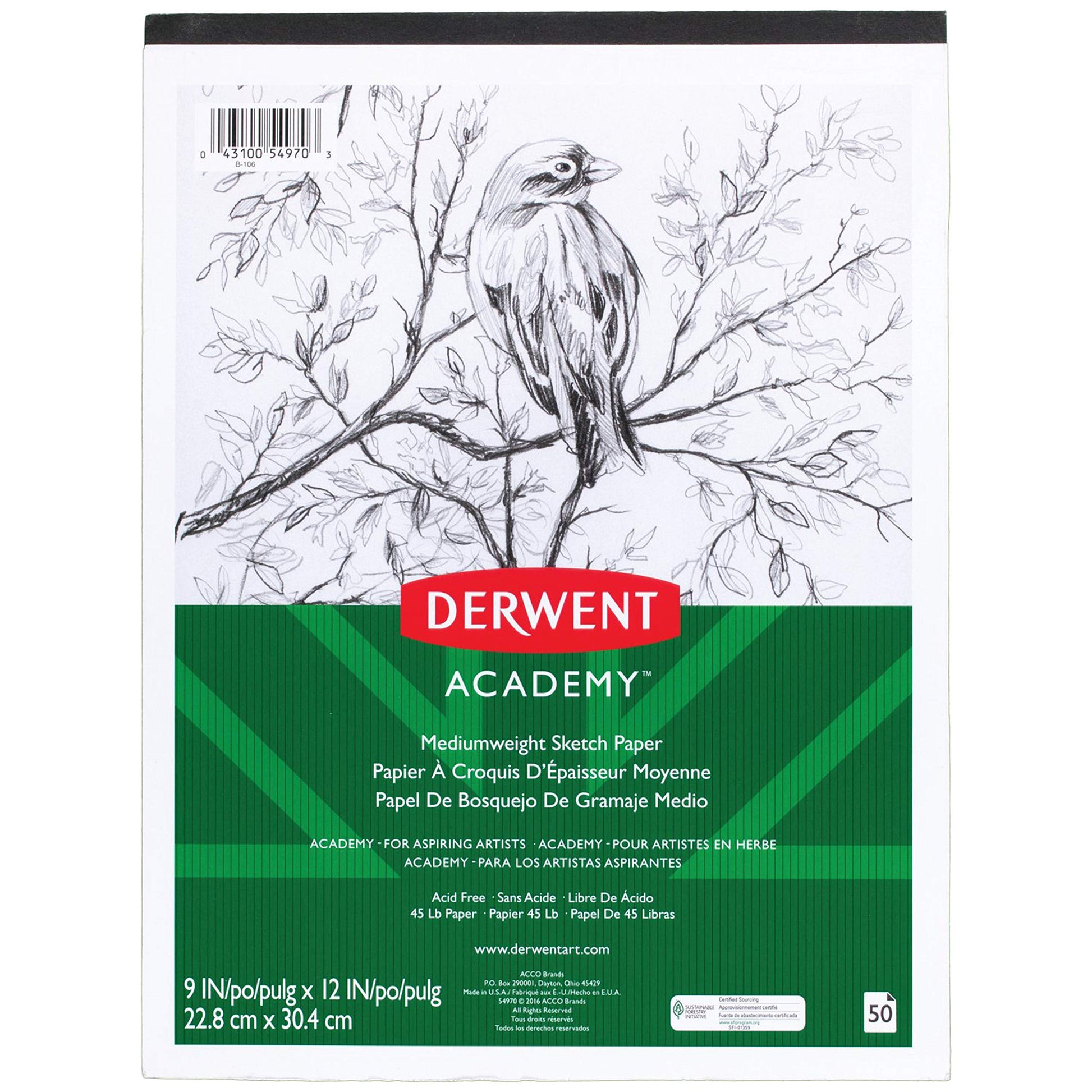 Derwent Academy Sketch Pad 9" x 12" 50 Sheets (54970)