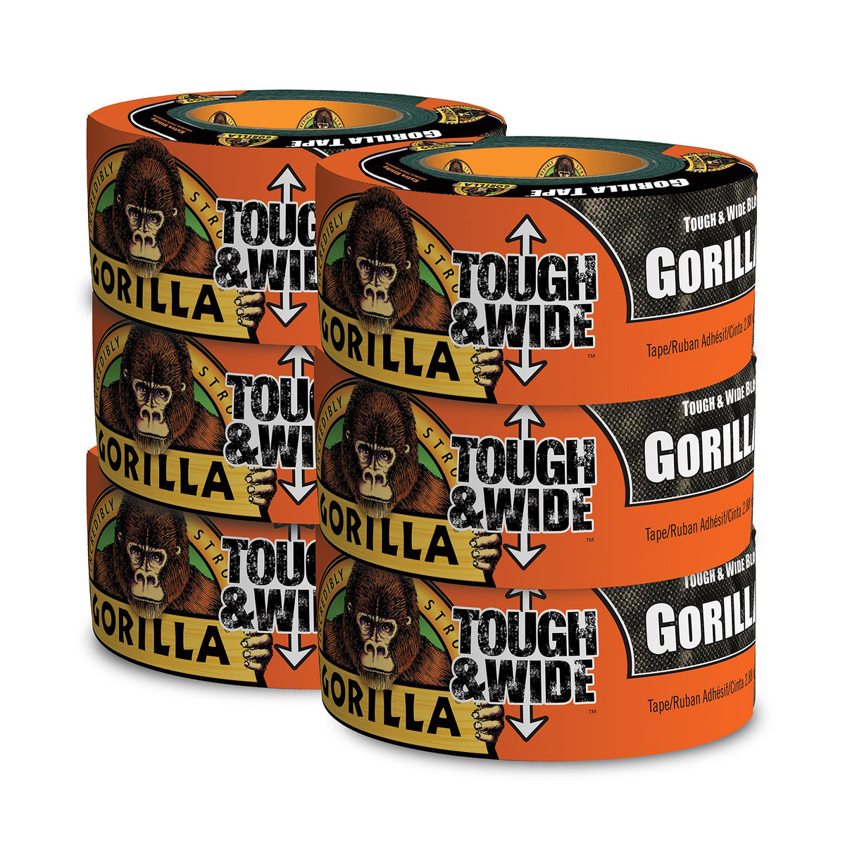 Gorilla Black Tough & Wide Duct Tape 2.88" x 30 yd Pack of 6