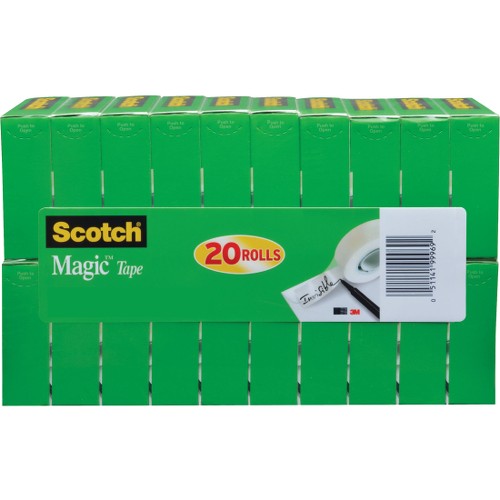 Scotch&reg; Magic&trade; Tape, 34 x 1000, 20 rollspack, 6 packscs, 1 Core