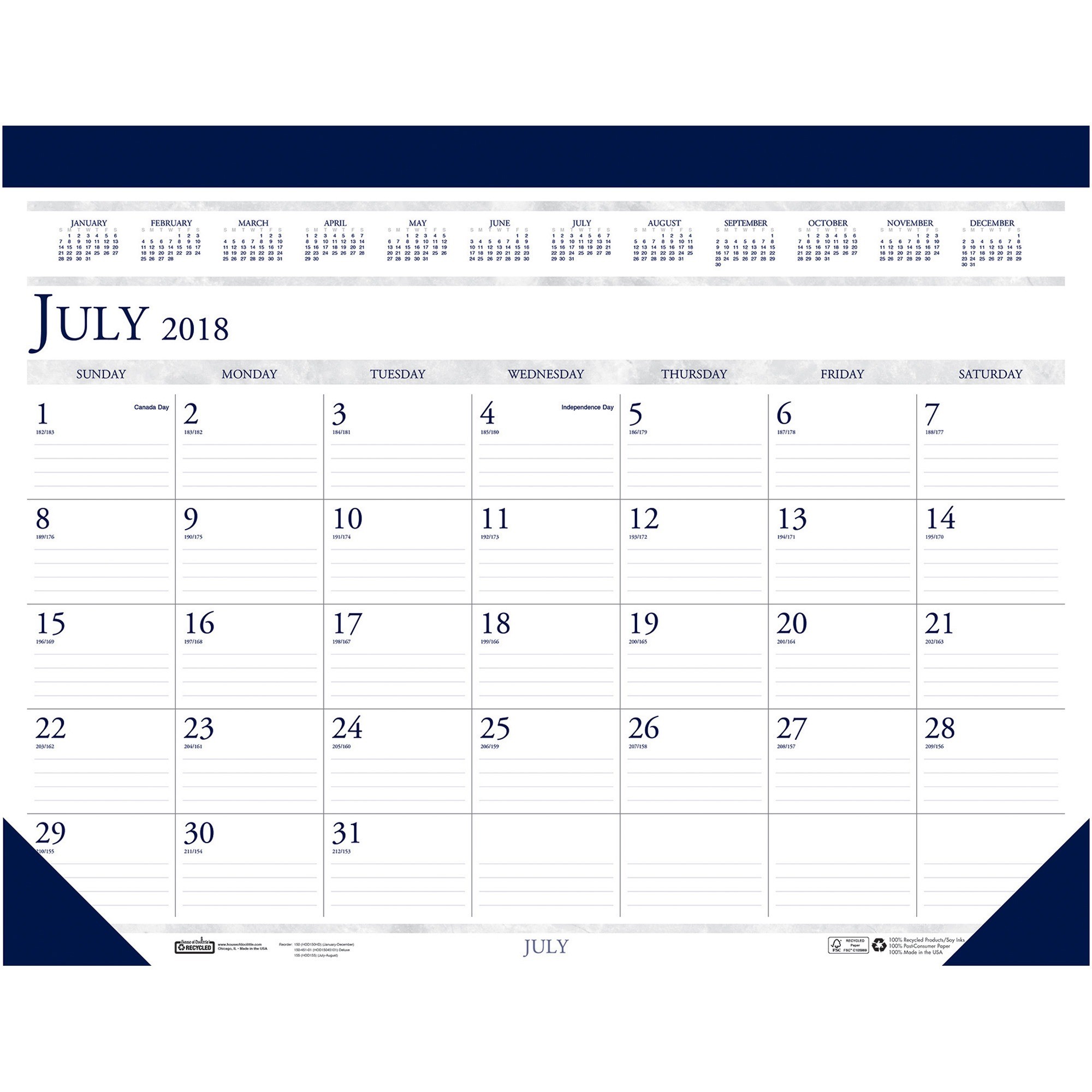 House of Doolittle Academic Desk Pad Calendar