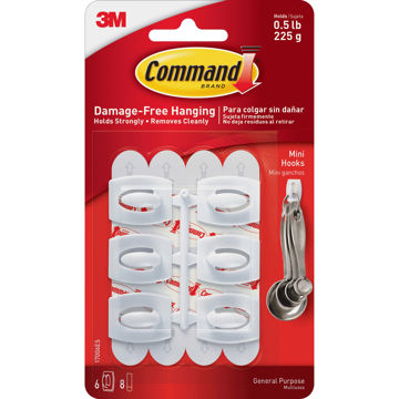 Command™ Mini White Hooks with White Strips Command™ Mini White Hooks with White Strips